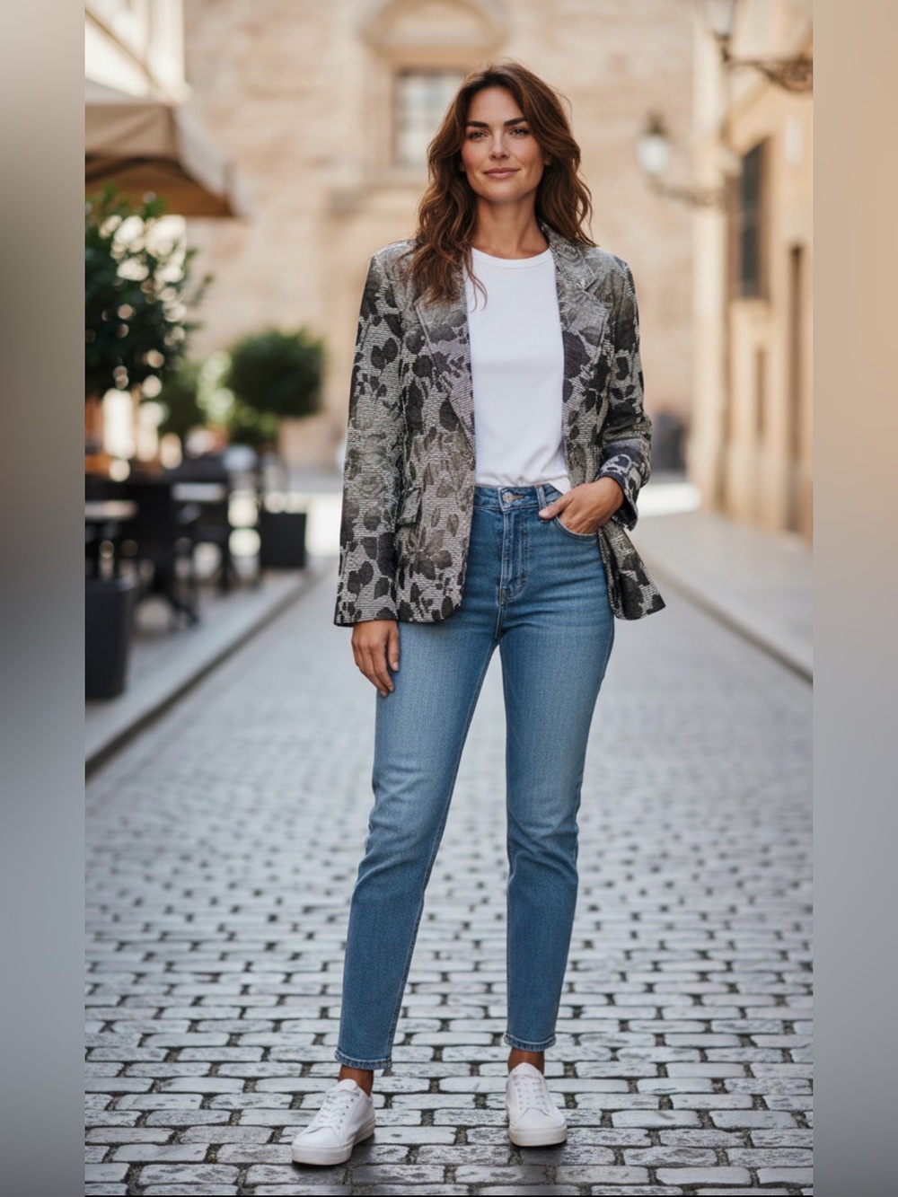 Katherine New York Women's XL Textured Floral Blazer 2 Button Regal Old Money